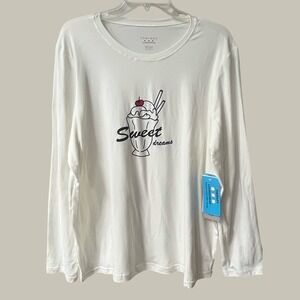 Therapy Loungewear Cream Sweet Ice Cream Graphic Long Sleeve Tee Sleepwear Large